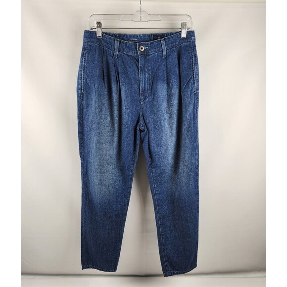 AG Adriano Goldschmied Jeans Womens 27x25 Blue The Evan Pleated Trousers NWOT - Picture 1 of 11